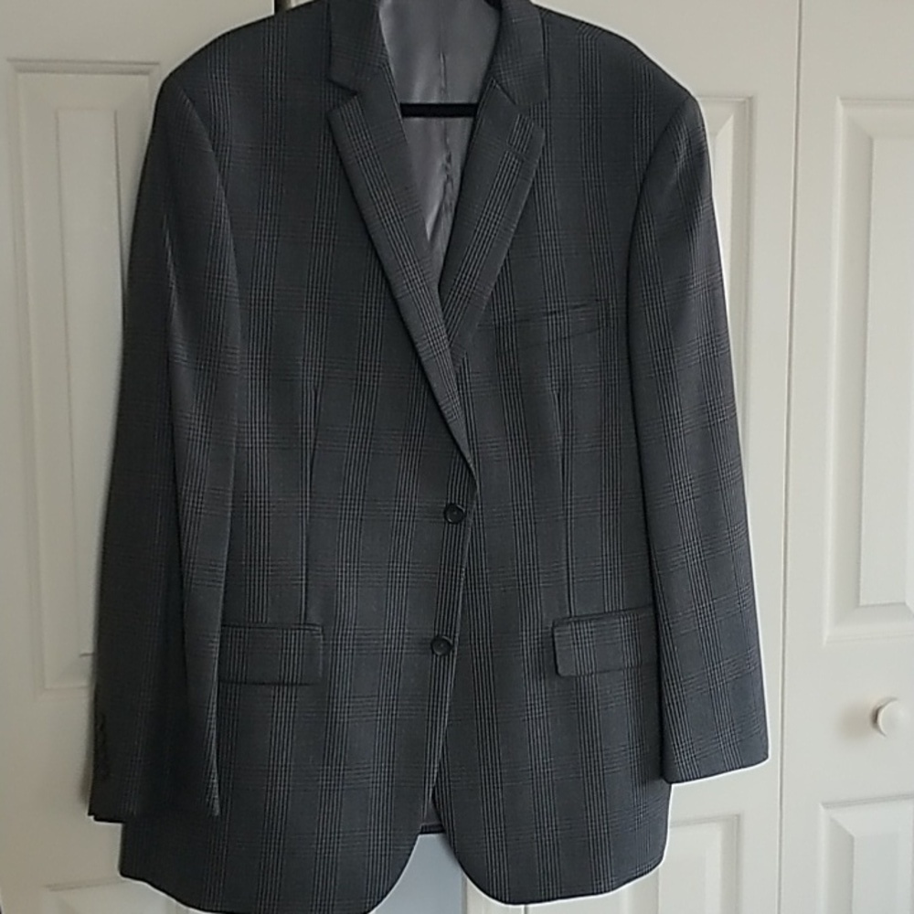 Pronto Uomo Platinum Grey Plaid Classic Blazer Suit Jacket 48 Long